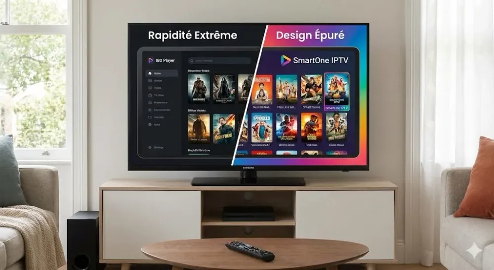 IPTV Smart TV : application IPTV ouverte sur un téléviseur